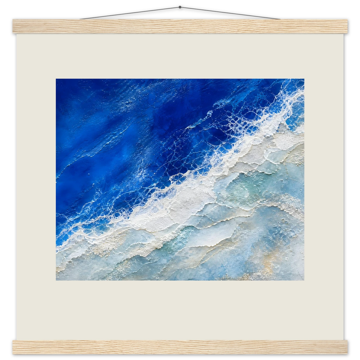 Cobalt Foam: abstract, cobalt and sea foam. Museum-quality fine art poster.
