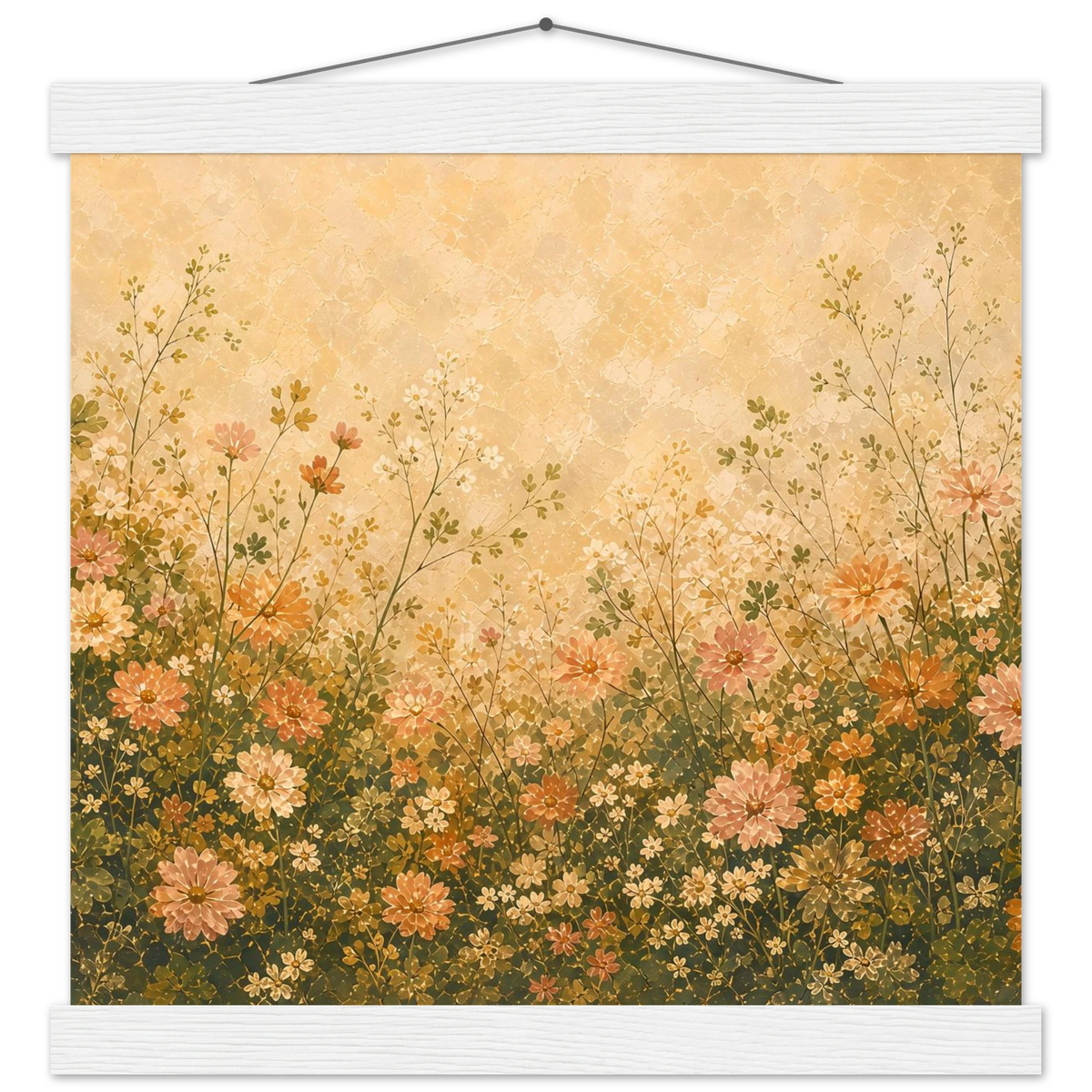Petal Garden: flowers, botanical and abundance. Fine art poster with wooden hanger by The Light Stays.