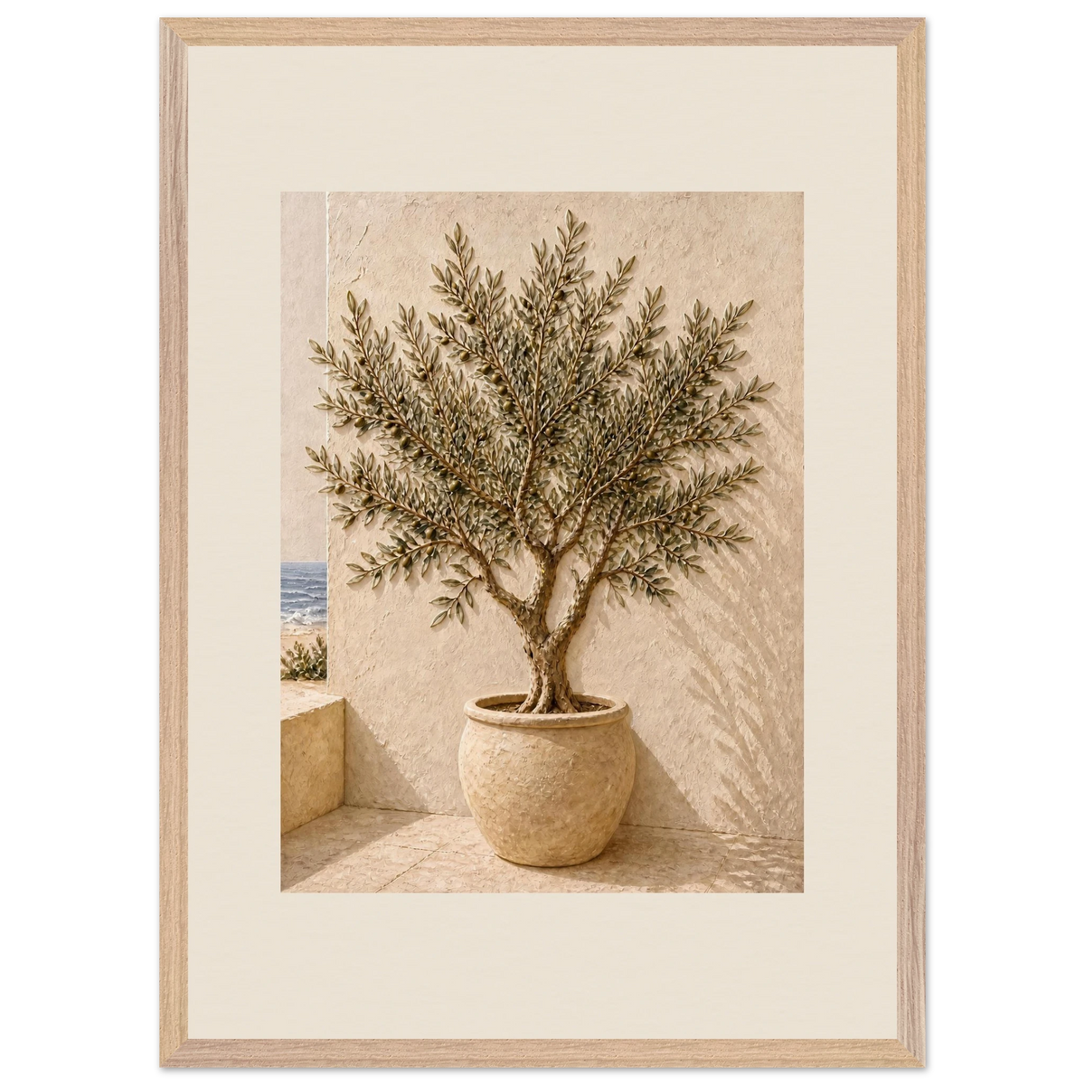 Olive Terrace: landscape and sun. Framed fine art print by The Light Stays.