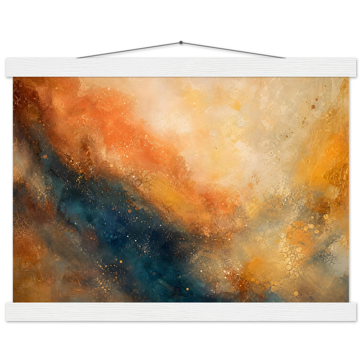 Warm Cosmic Field: galaxy, night sky and celestial art. Fine art poster with wooden hanger by The Light Stays.
