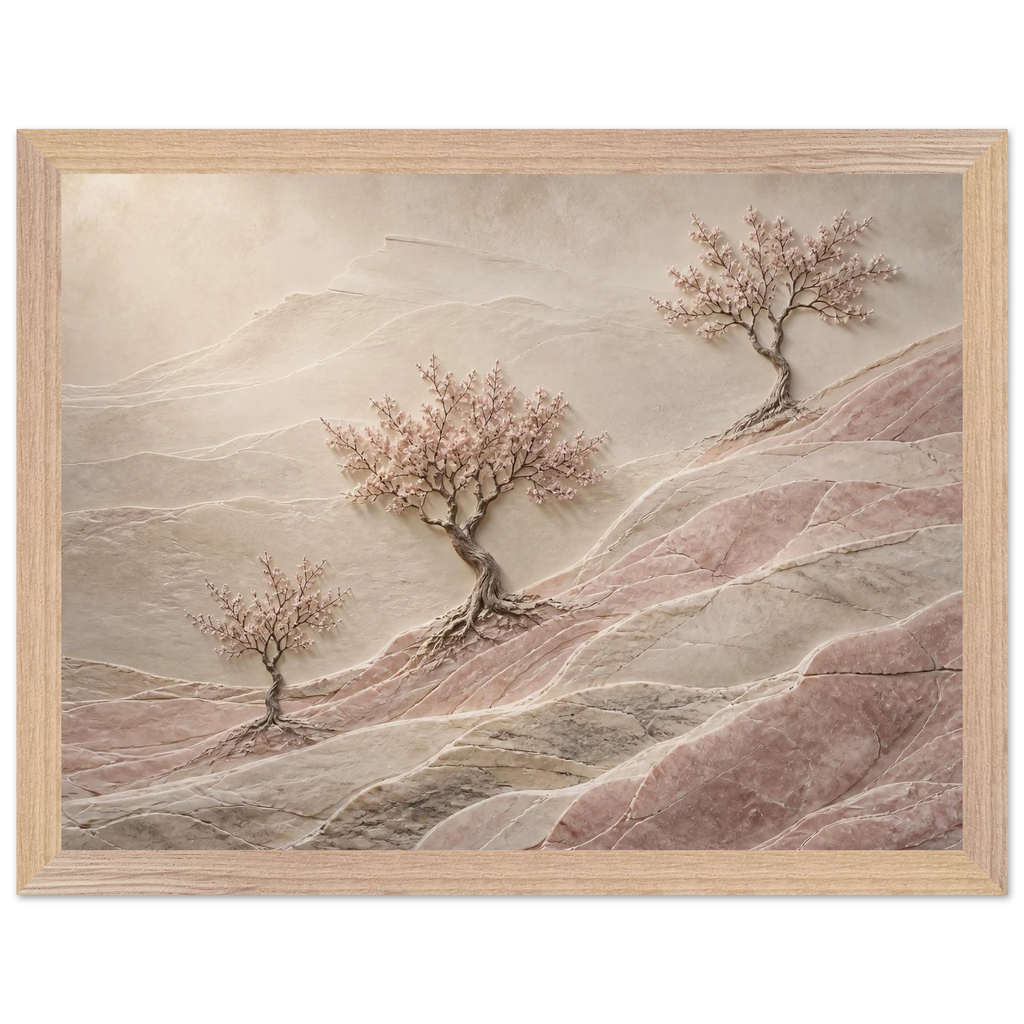 Blossom Terraces: flowers and botanical. Framed fine art print, alternate frame and size.
