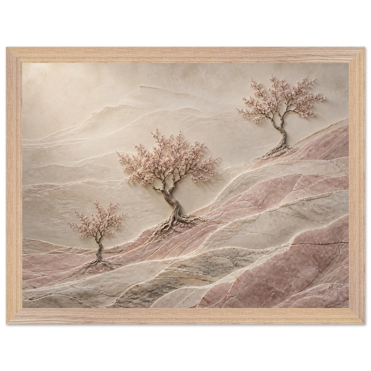Blossom Terraces: flowers and botanical. Framed fine art print, alternate frame and size.