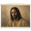 Pôster Kind Eyes com suporte de madeira, retrato sereno de Jesus em luz quente