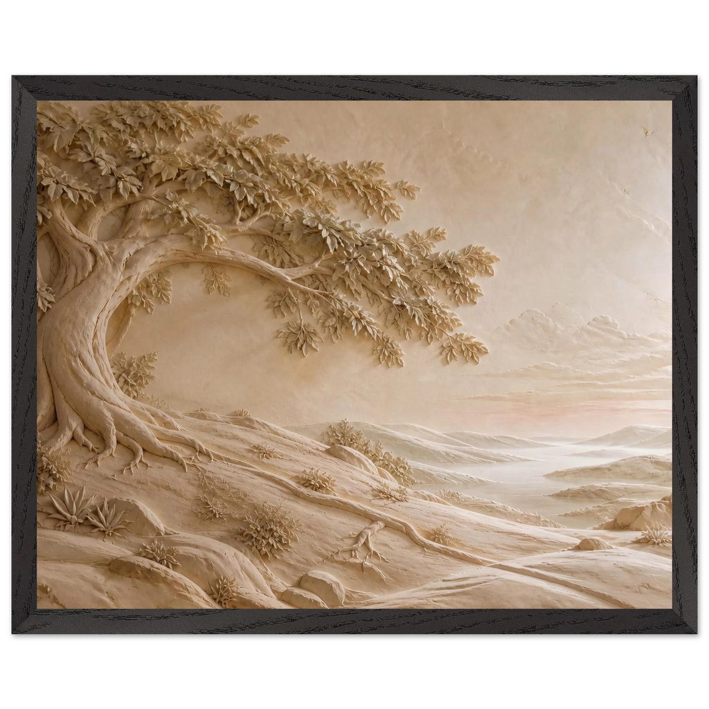 Sandstone Dawn: lumen and siena. Museum-quality framed fine art print.