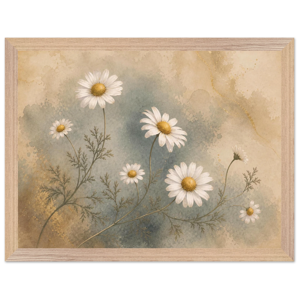 Chamomile Hours: flowers and botanical. Museum-quality framed fine art print.