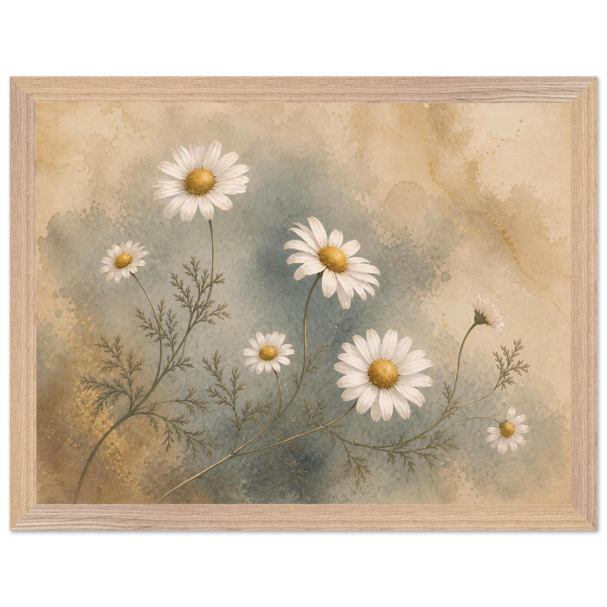 Chamomile Hours: flowers and botanical. Museum-quality framed fine art print.