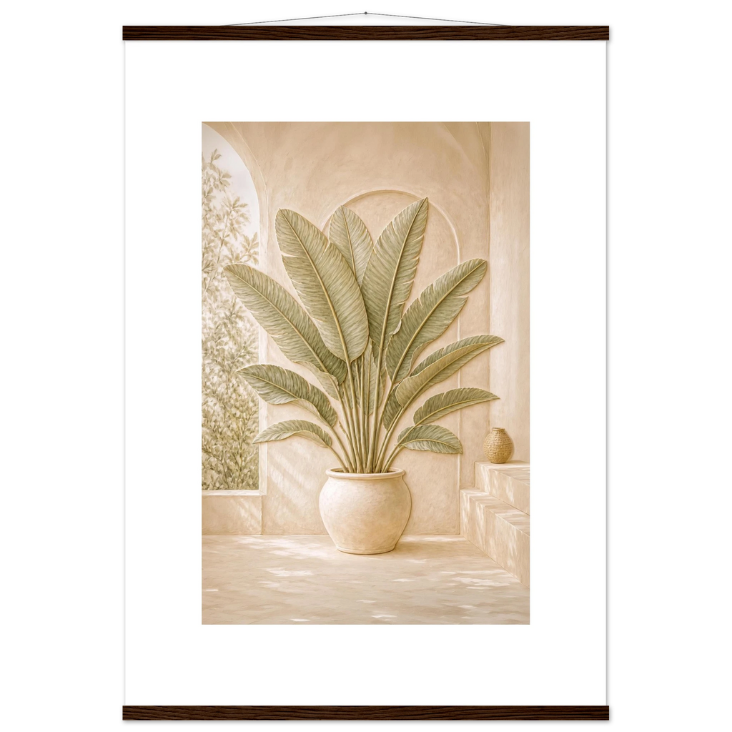 Courtyard Noon: landscape and sun. Fine art poster, alternate frame and size.