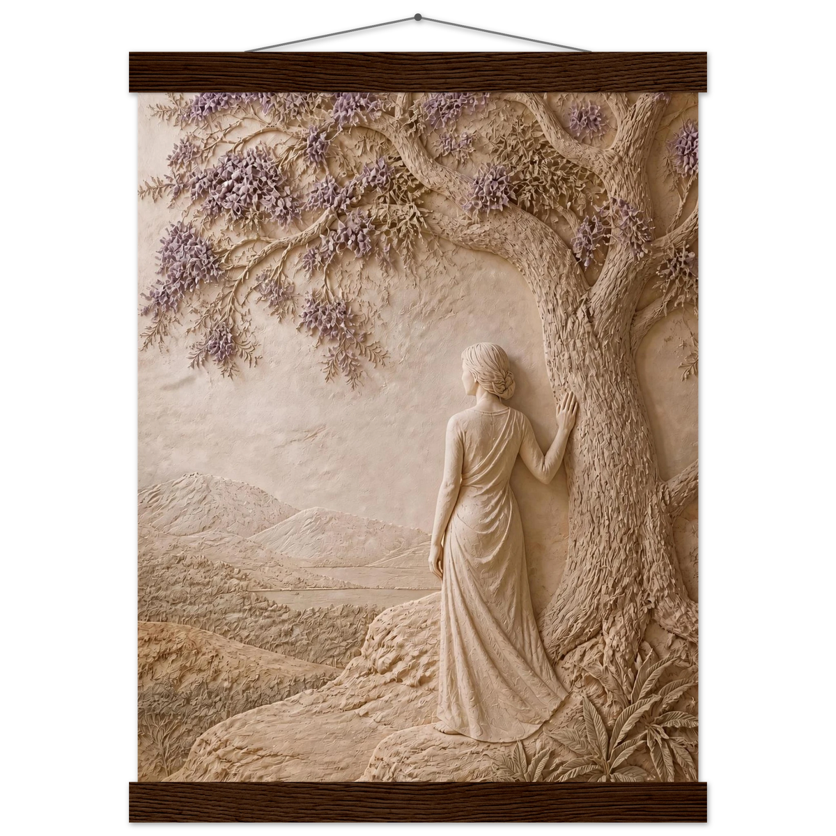 Old Friend: impasto, figure and companion tree. Fine art poster, alternate frame and size.