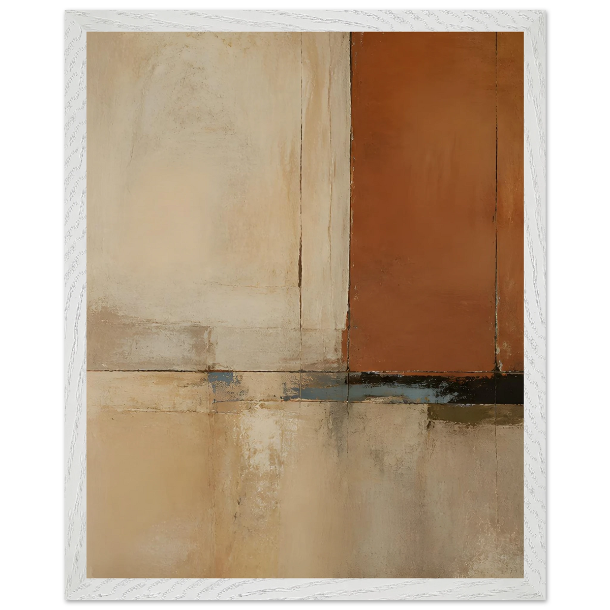 Terracotta Diptych, Panel I of II: two panels, terracotta and cream. Museum-quality framed fine art print.
