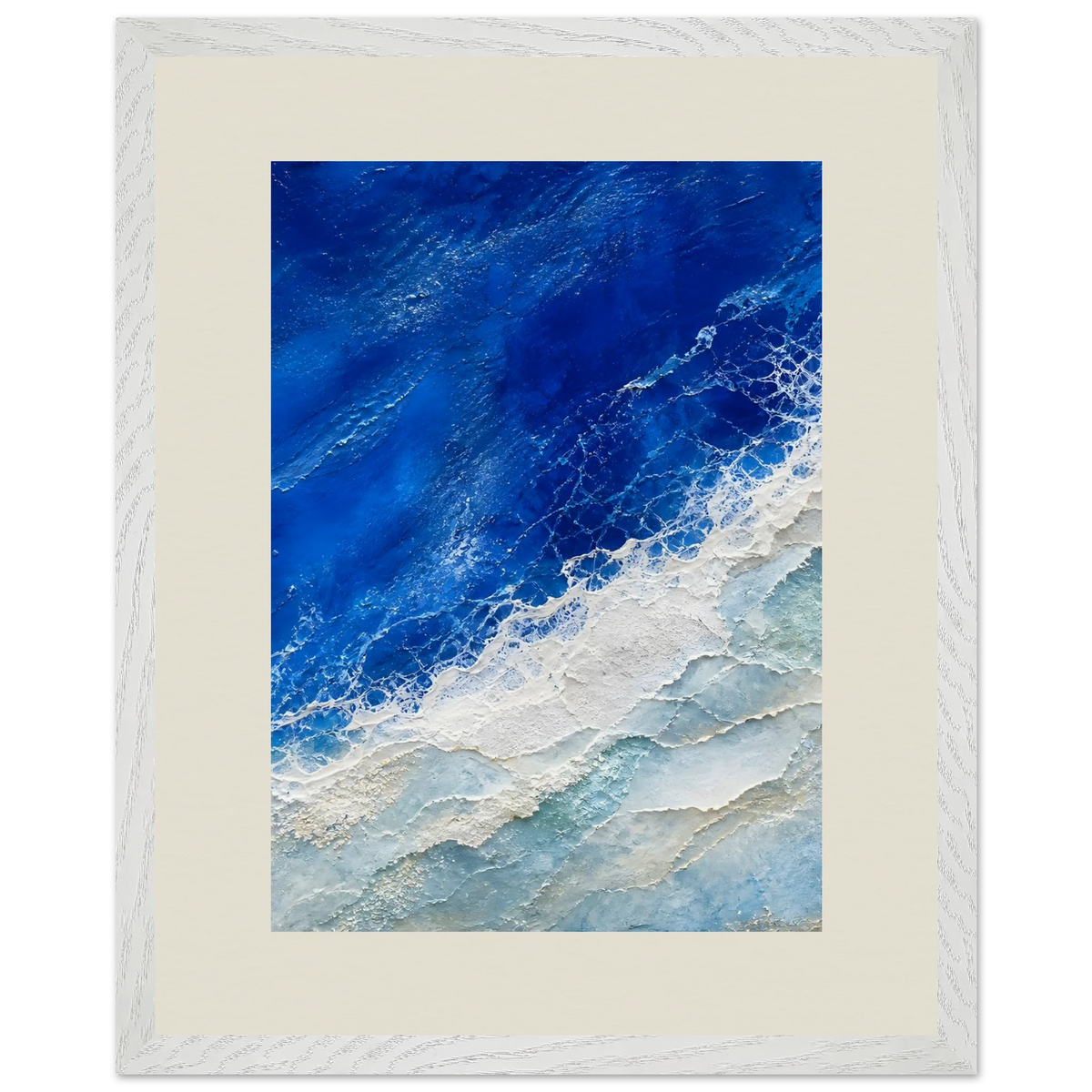Cobalt Foam, abstract, cobalt and sea foam. Archival framed fine art print shown framed.