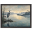 Heron at Dawn: japanese art and japandi. Framed fine art print, alternate frame and size.