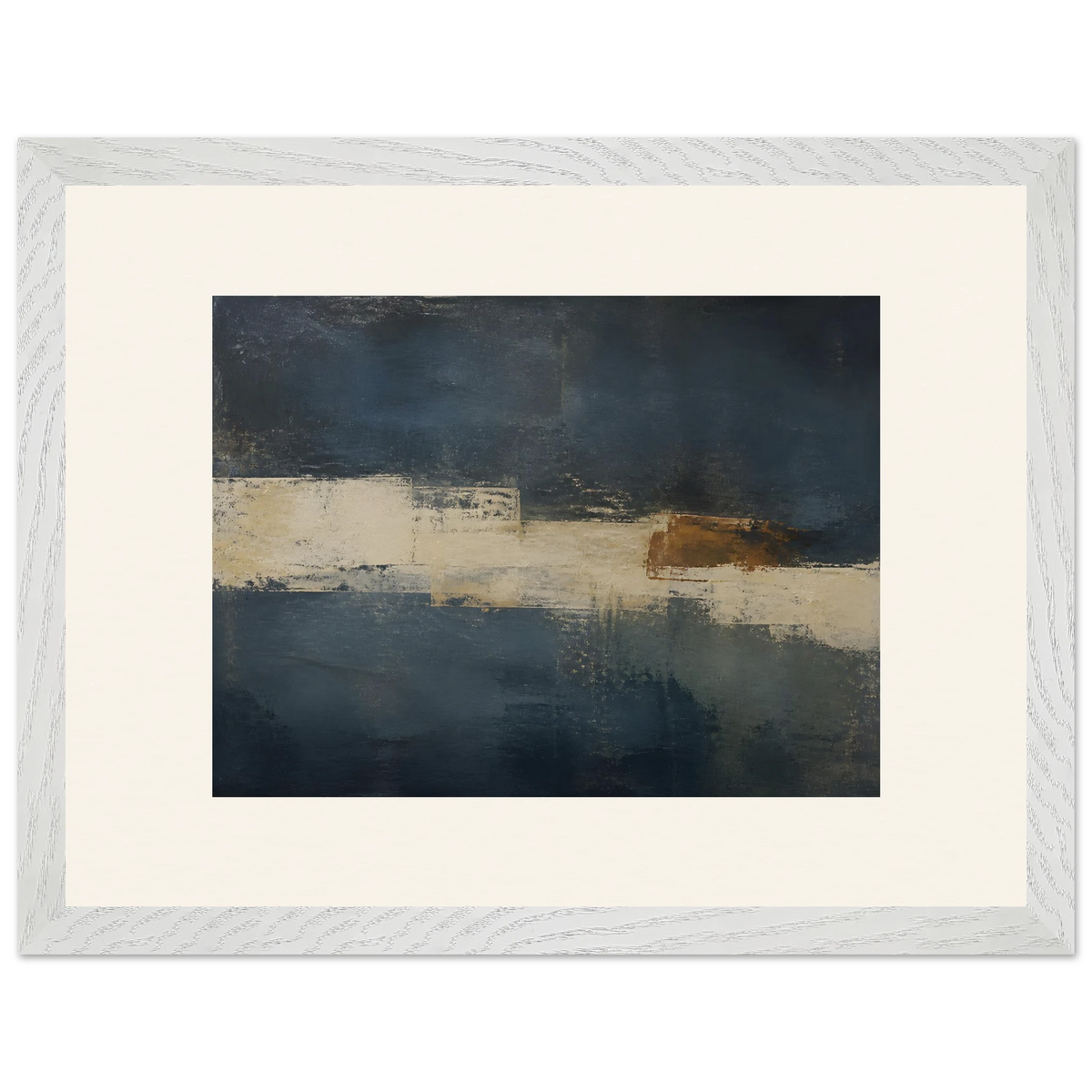 Ivory Crossing, abstract, ivory and serene lines. Archival framed fine art print shown framed.
