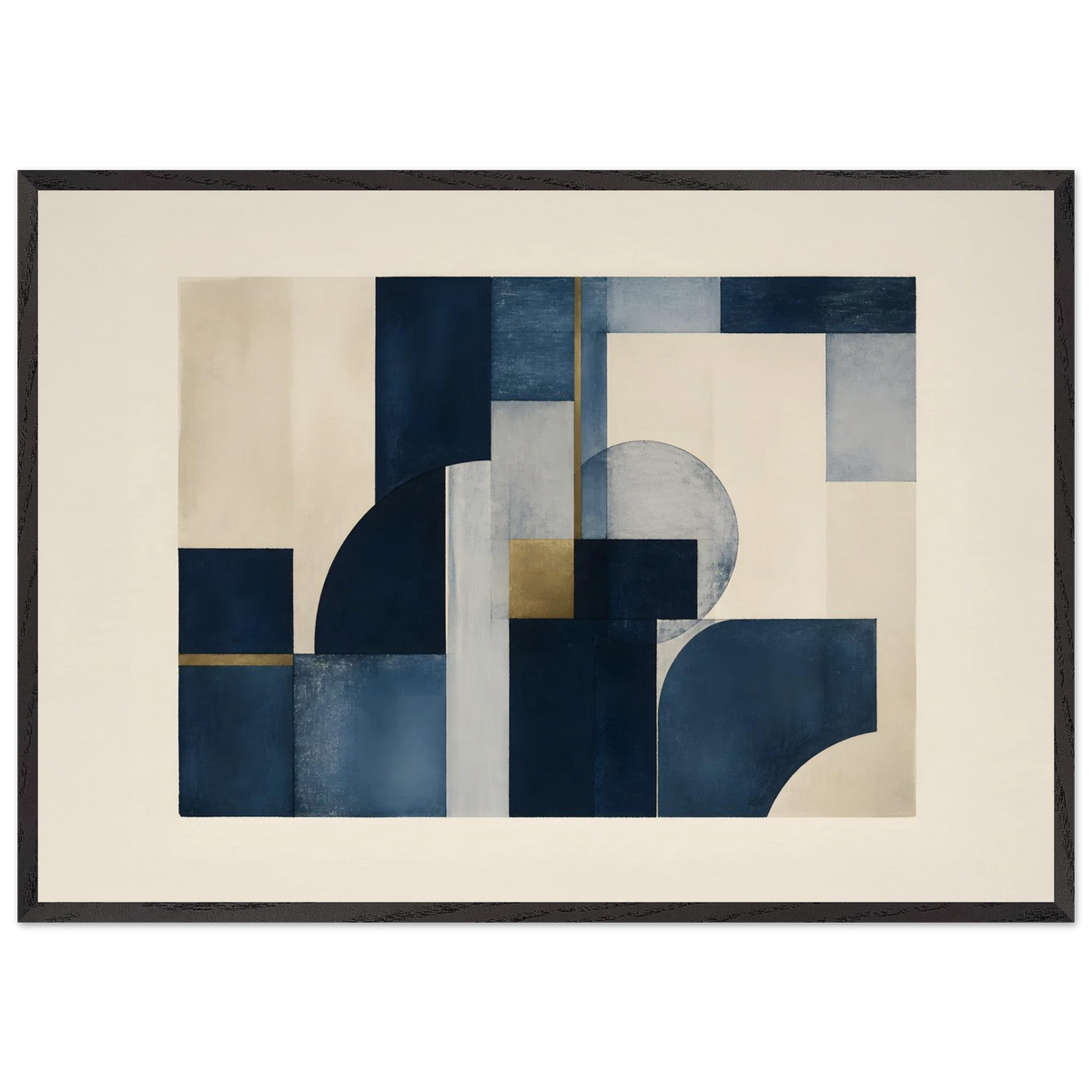 Blue Architecture: geometric abstract, blue and cream. Framed fine art print by The Light Stays.