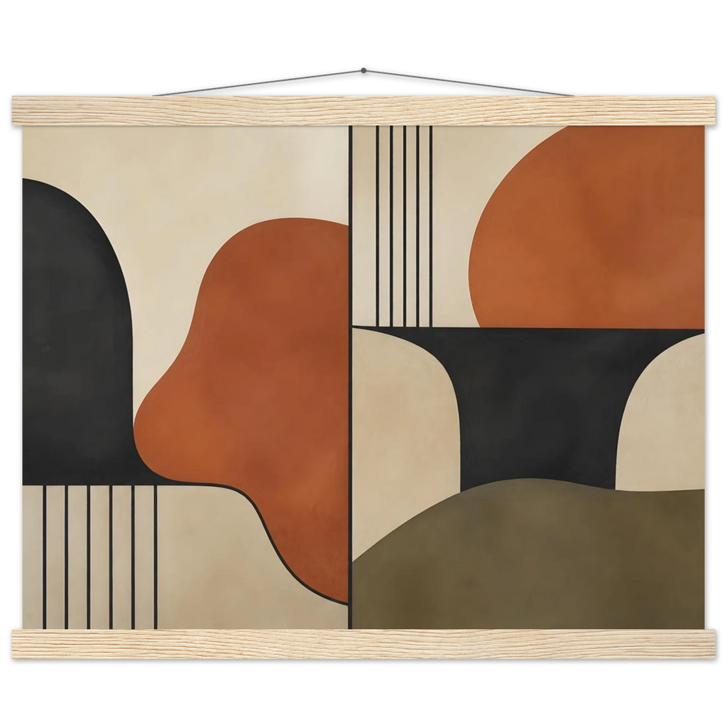 Compass and Clay: geometric abstract, clay and curves. Fine art poster by The Light Stays.