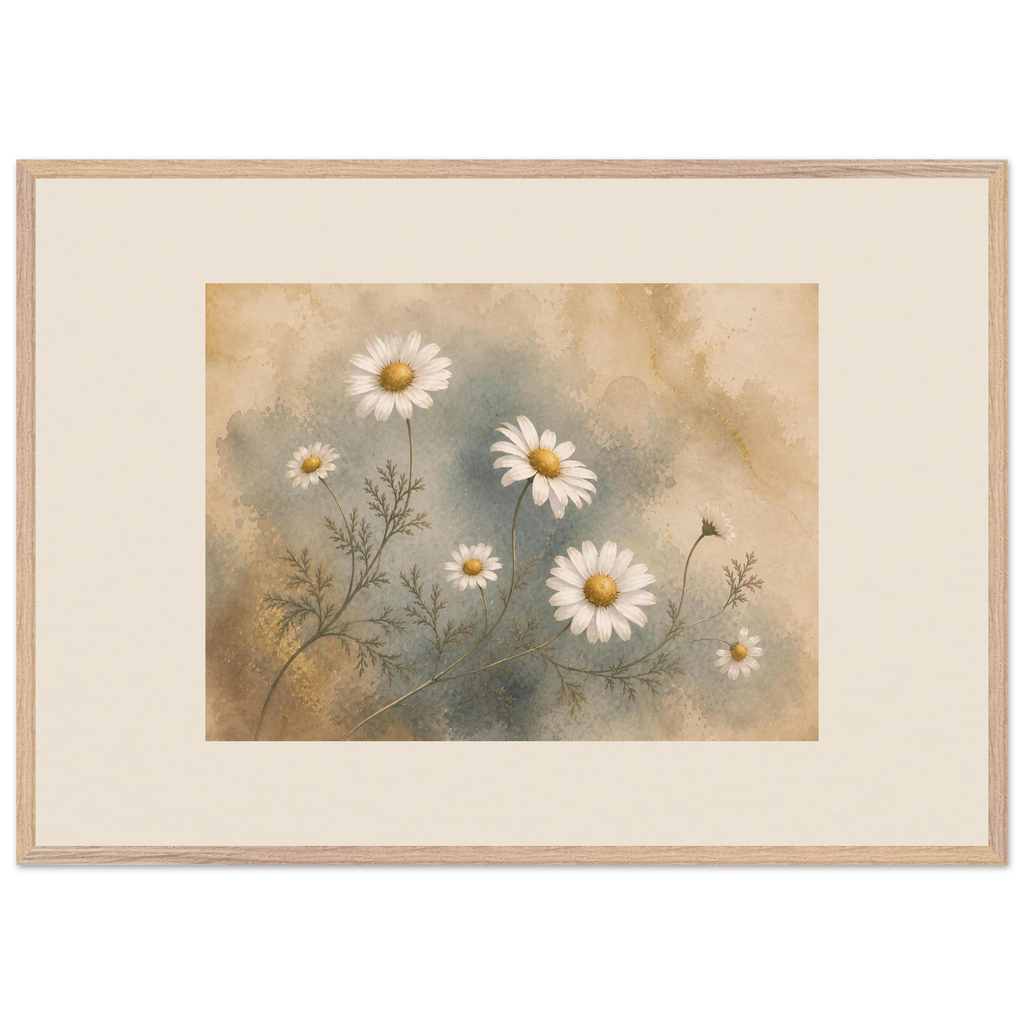 Chamomile Hours, flowers and botanical. Archival framed fine art print shown framed.