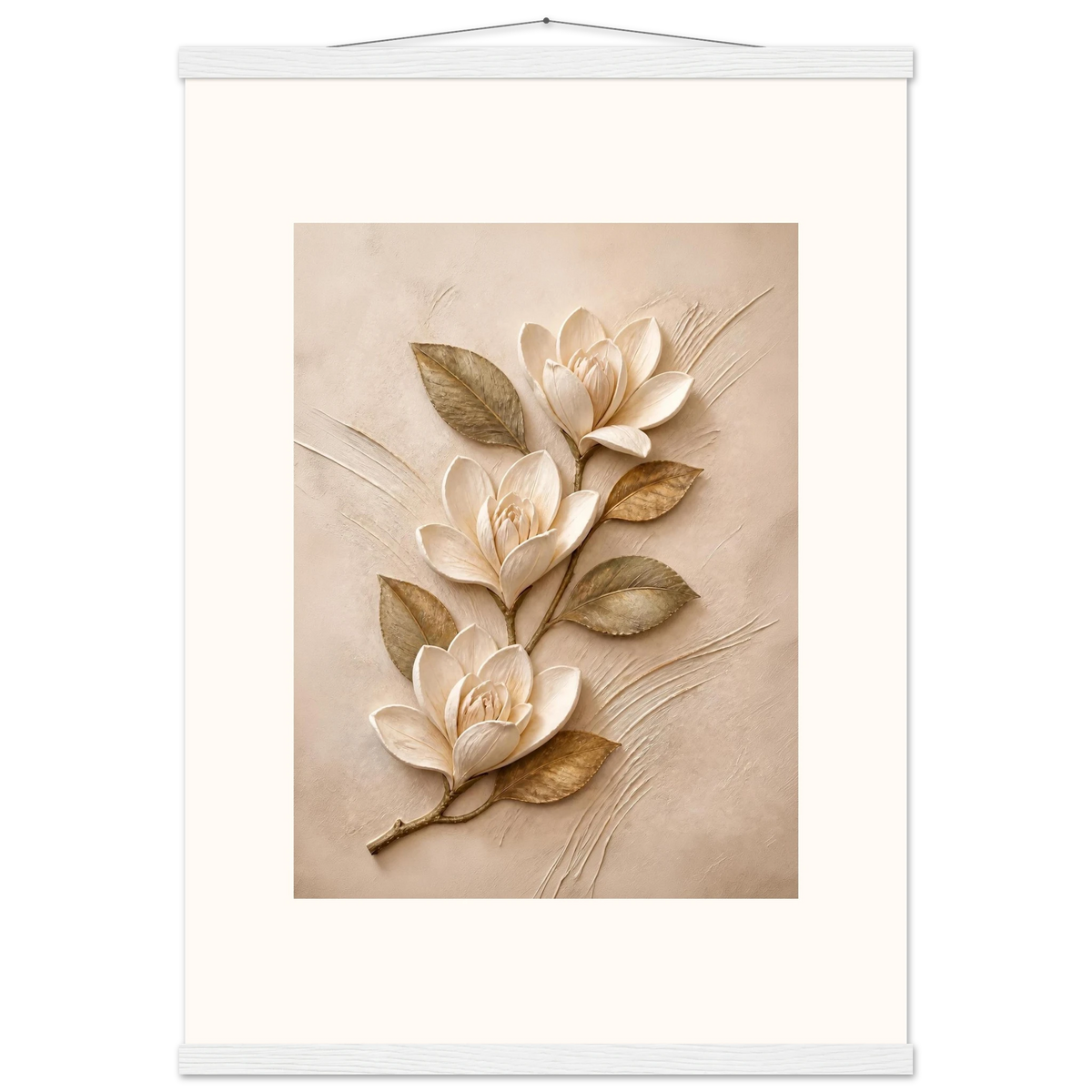 Magnolia Ascent: flowers and botanical. Museum-quality fine art poster.