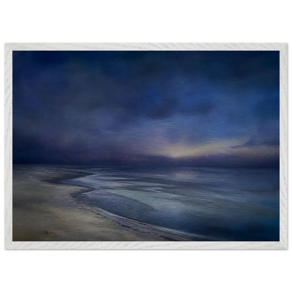 Blue Hour Shore: sea and coastal landscape. Framed fine art print by The Light Stays.