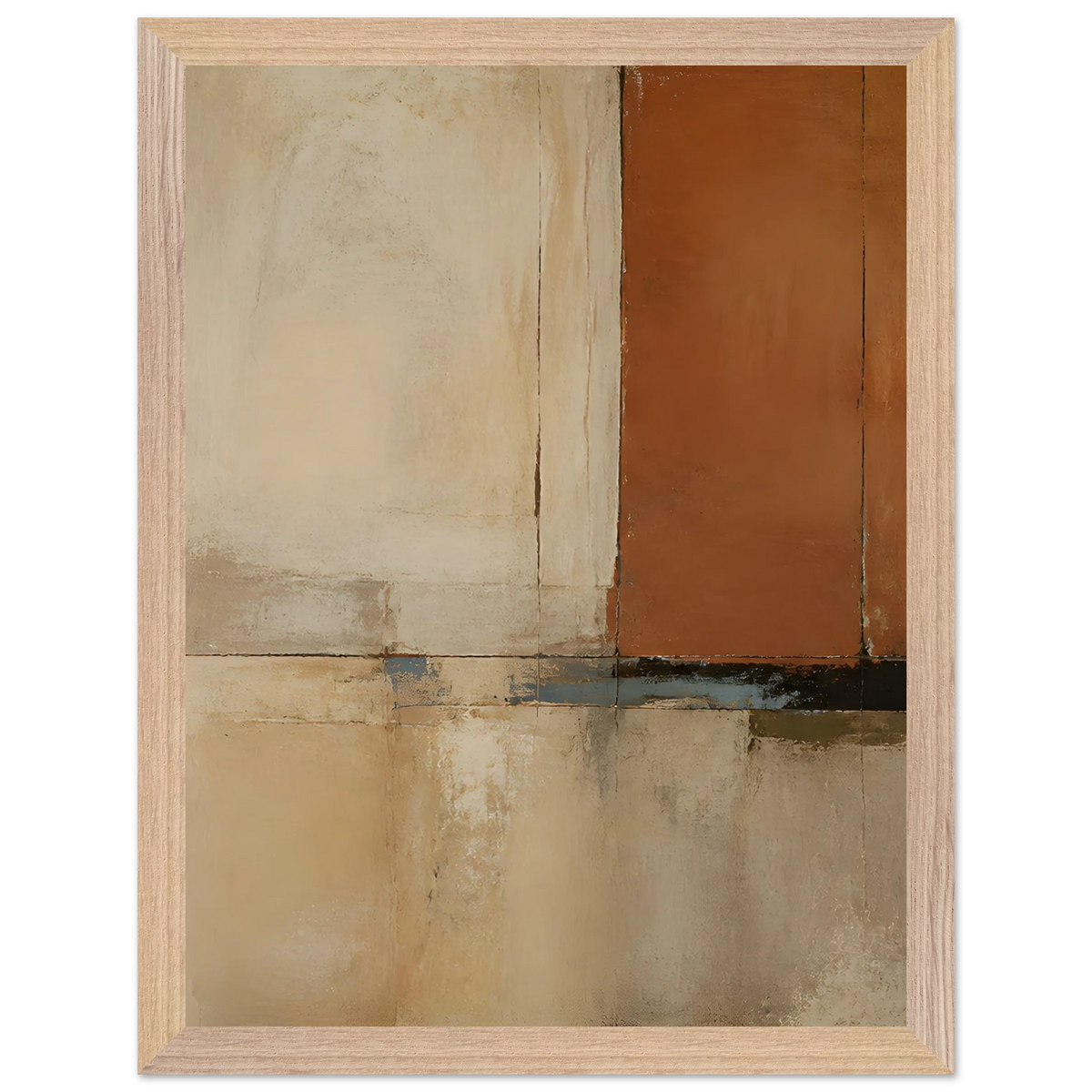 Terracotta Diptych, Panel I of II, two panels, terracotta and cream. Archival framed fine art print shown framed.