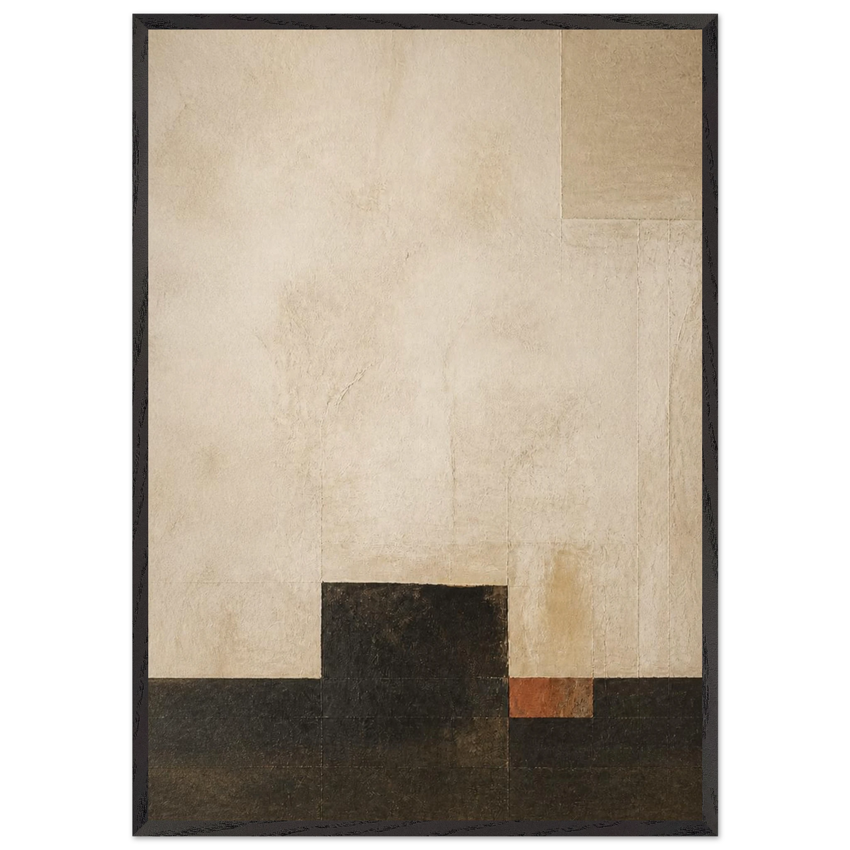 Limewash Triptych, Panel I of III: abstract, mineral texture and neutral tones. Museum-quality framed fine art print.