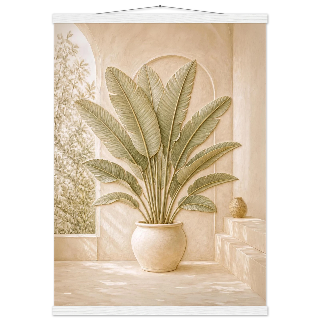 Courtyard Noon: landscape and sun. Fine art poster, alternate frame and size.