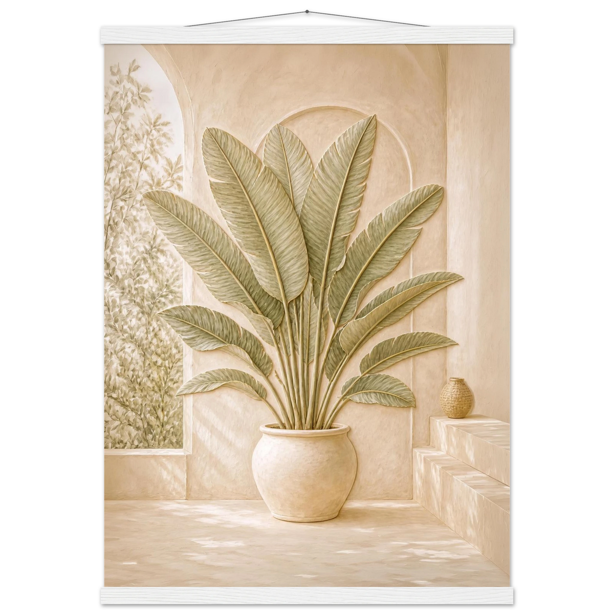 Courtyard Noon: landscape and sun. Fine art poster, alternate frame and size.