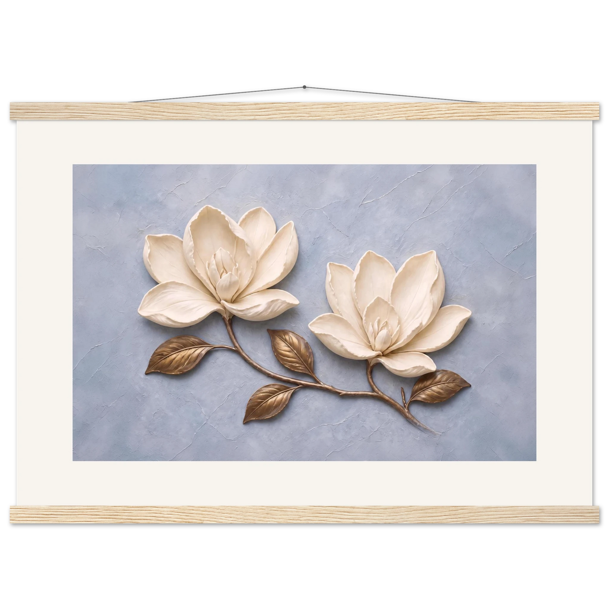 Bronze Magnolia: flowers and botanical. Fine art poster, alternate frame and size.