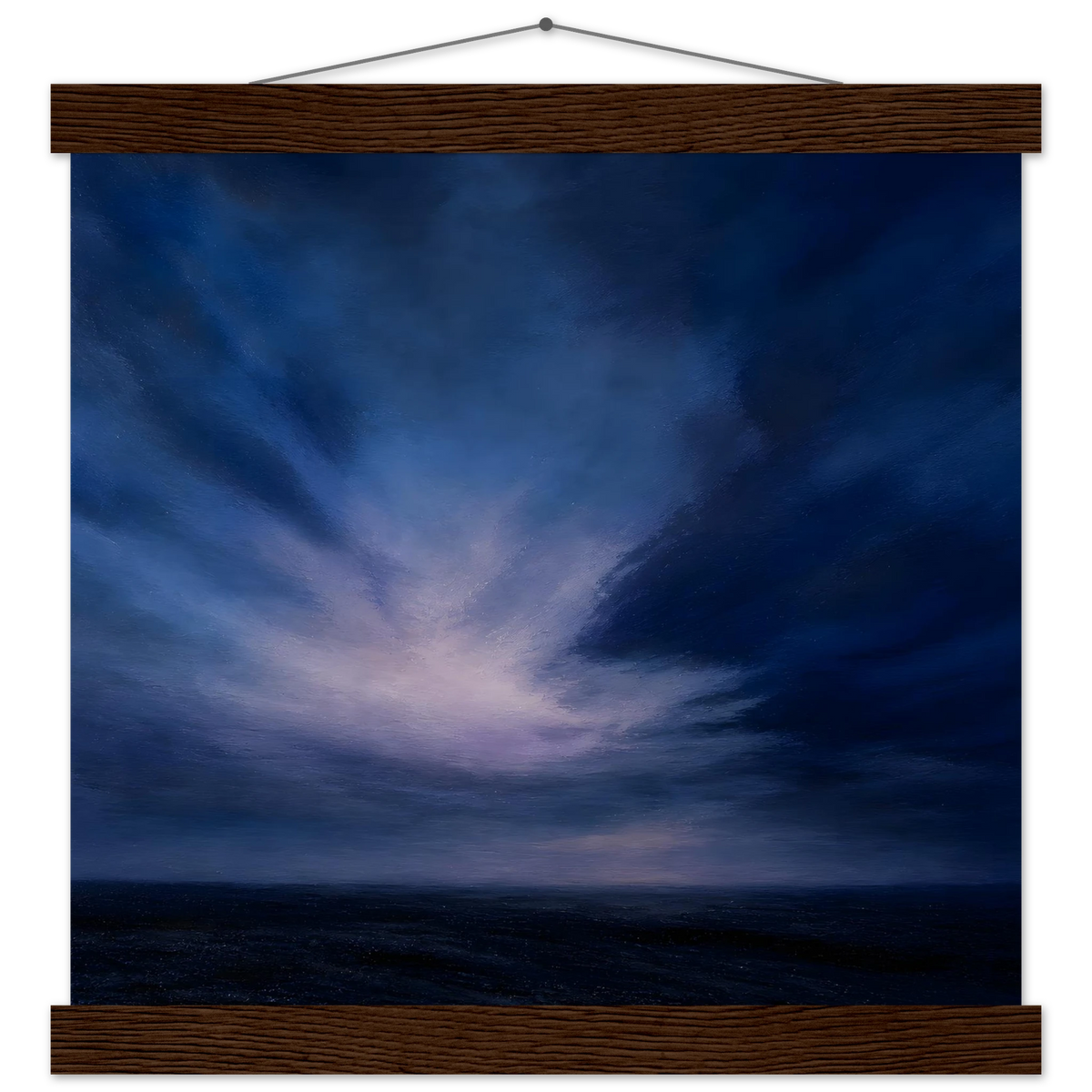 Blue Hour Field, night, horizon and deep blue. Archival fine art poster shown framed.