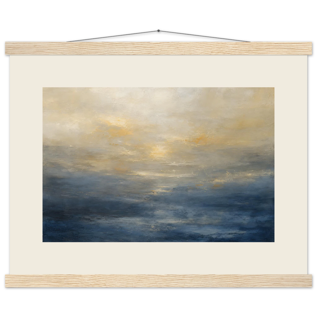Golden Sea Mist: sea and coastal landscape. Museum-quality fine art poster.