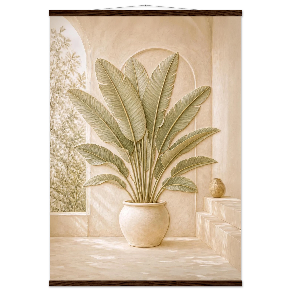 Courtyard Noon: landscape and sun. Museum-quality fine art poster.