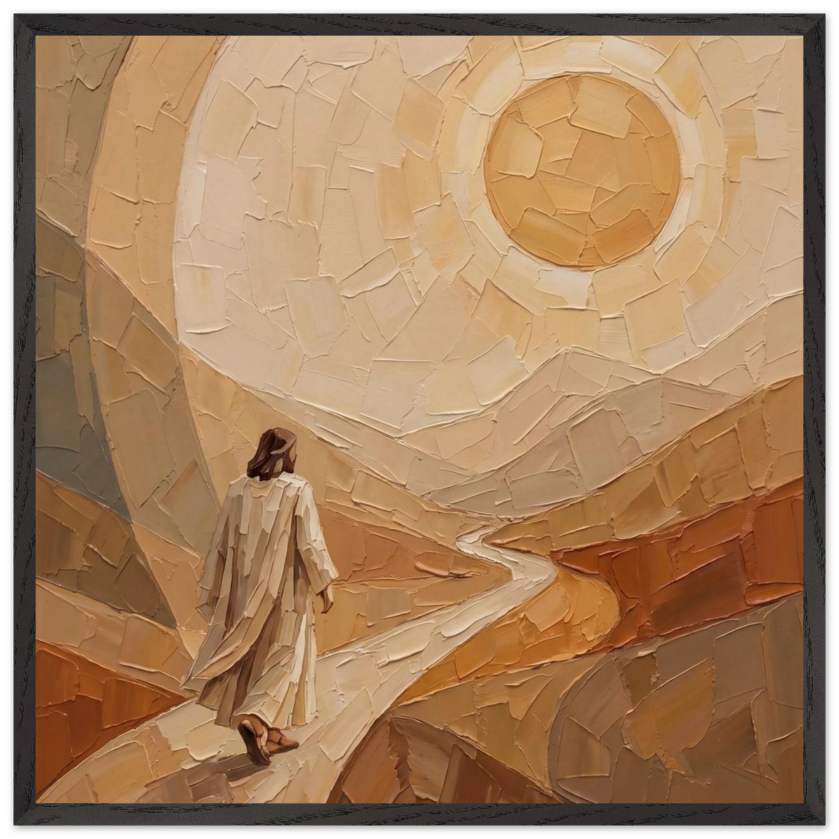 Lightfall: jesus, landscape and golden tones. Framed fine art print by The Light Stays.