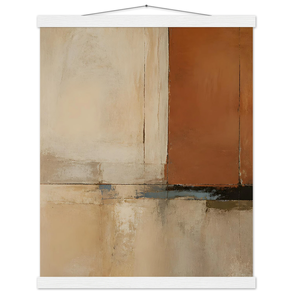 Terracotta Diptych, Panel I of II: two panels, terracotta and cream. Fine art poster, alternate frame and size.