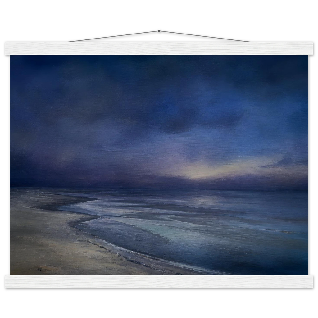 Blue Hour Shore: sea and coastal landscape. Fine art poster by The Light Stays.