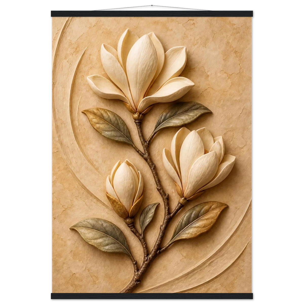 Magnolia Arc, flowers and botanical. Archival fine art poster shown framed.