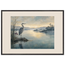 Heron at Dawn: japanese art and japandi. Framed fine art print, alternate frame and size.