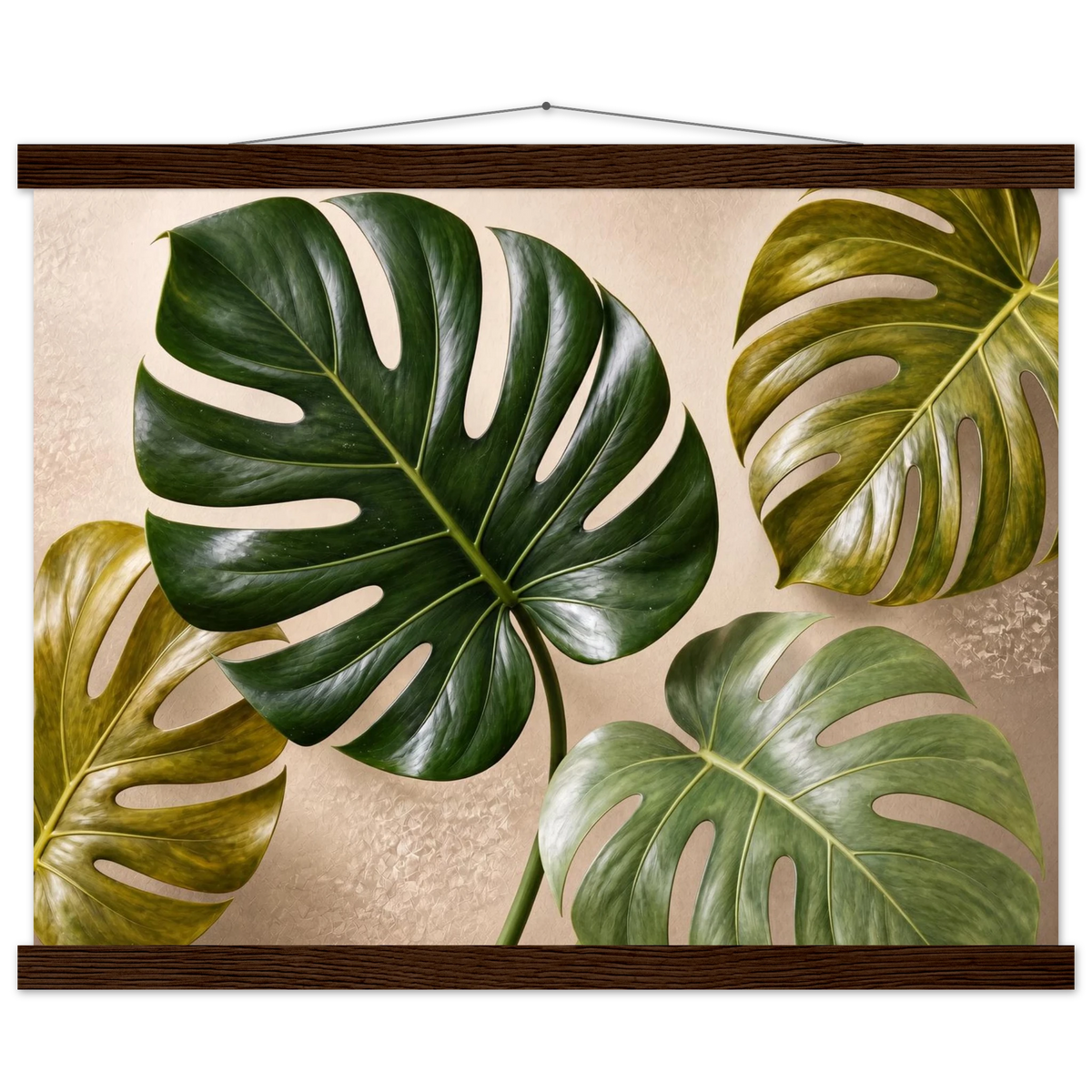 Four Greens: leaves, vivid green and impasto. Fine art poster by The Light Stays.