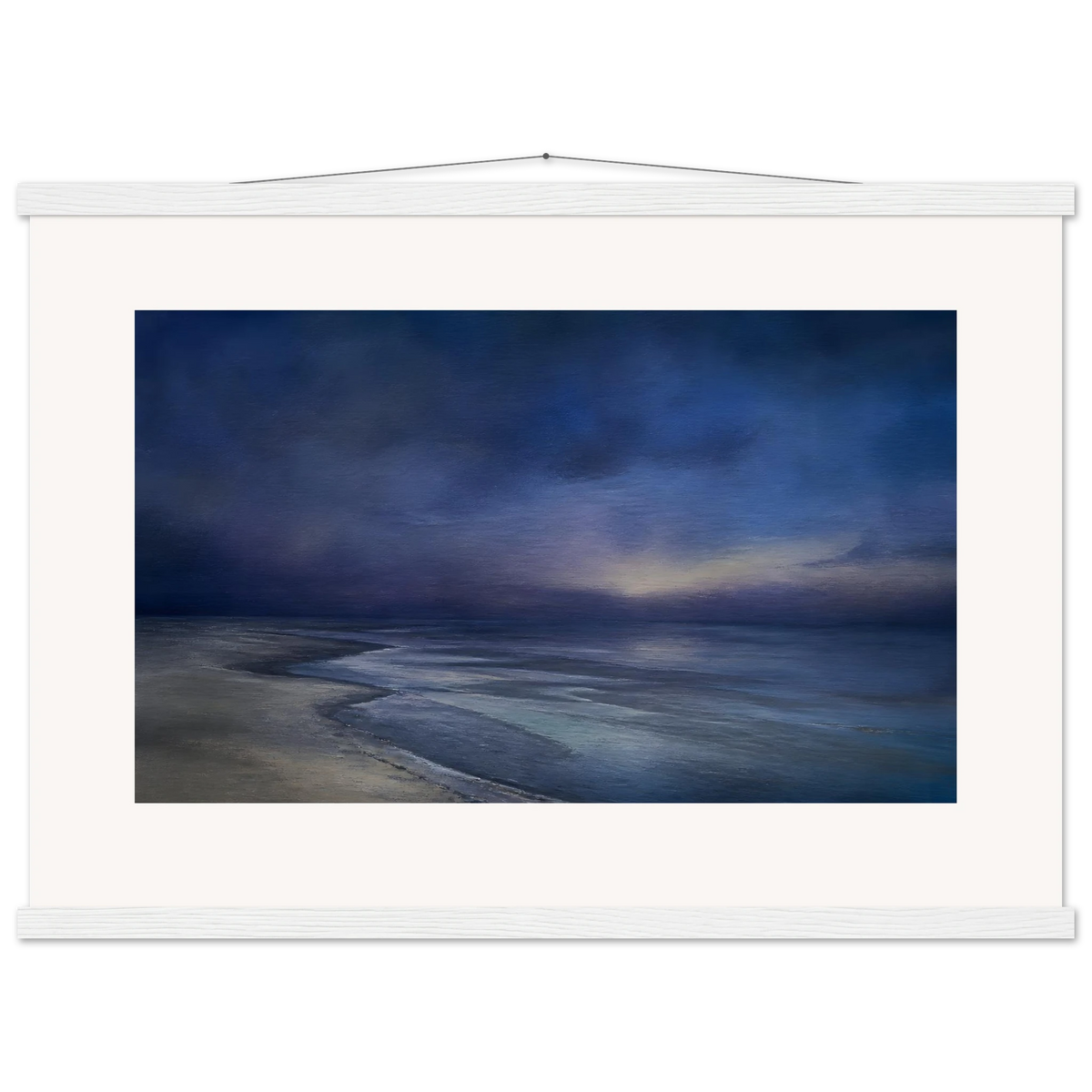 Blue Hour Shore: sea and coastal landscape. Museum-quality fine art poster.
