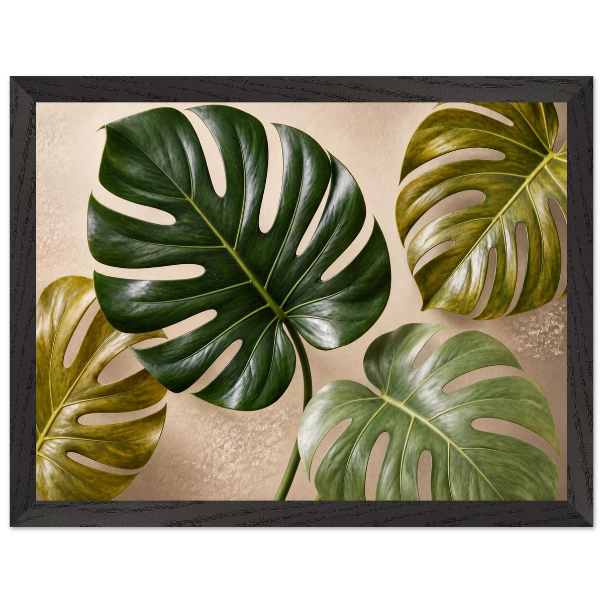Four Greens: leaves, vivid green and impasto. Framed fine art print by The Light Stays.