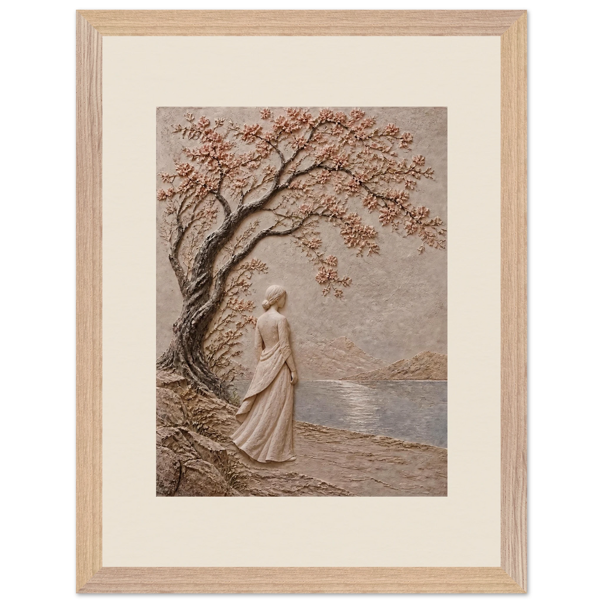 Spring Walk: petra and flora. Framed fine art print, alternate frame and size.