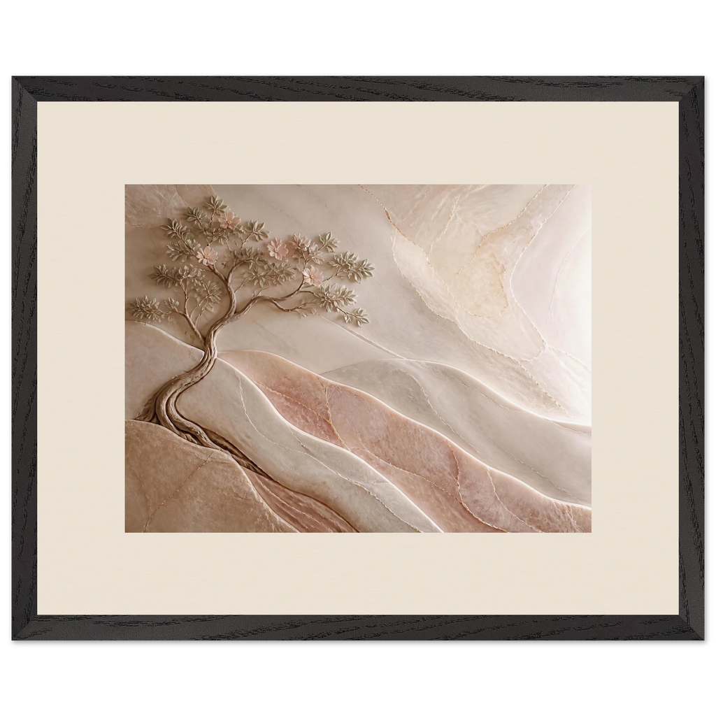 Stone Dawn, petra and siena. Archival framed fine art print shown framed.