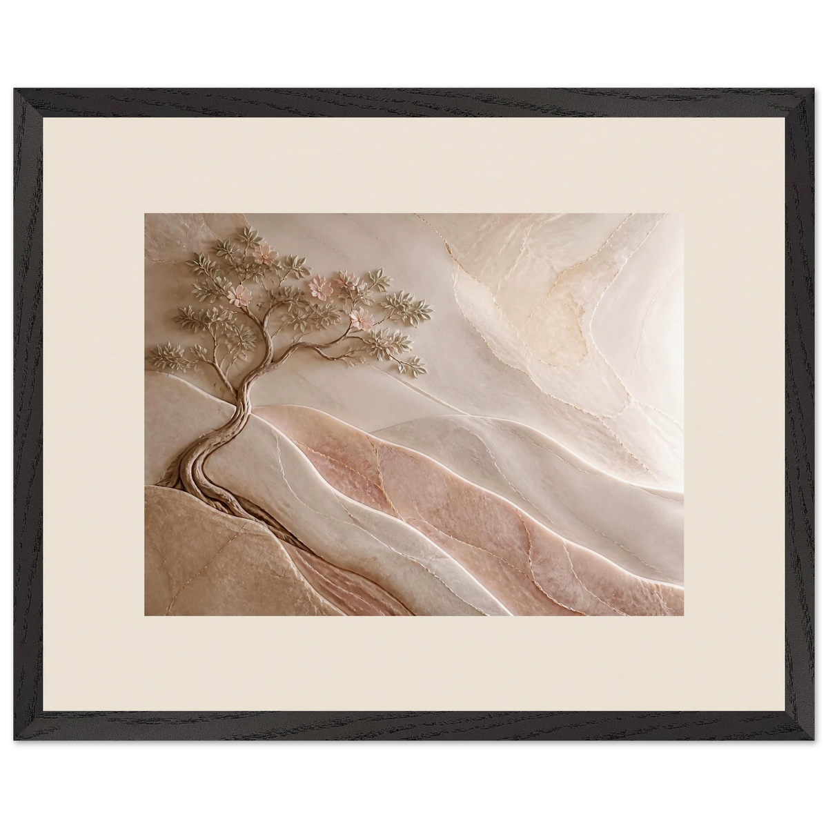 Stone Dawn, petra and siena. Archival framed fine art print shown framed.