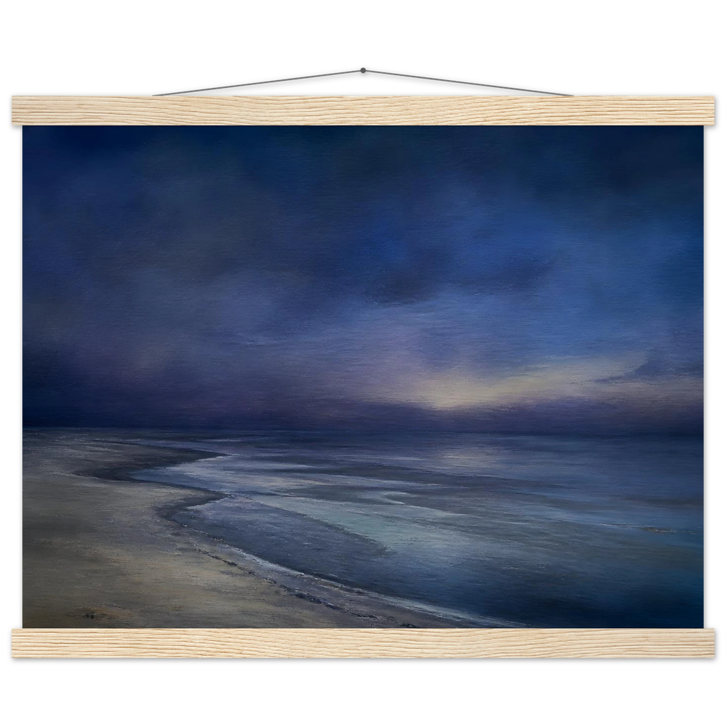 Blue Hour Shore: sea and coastal landscape. Fine art poster by The Light Stays.