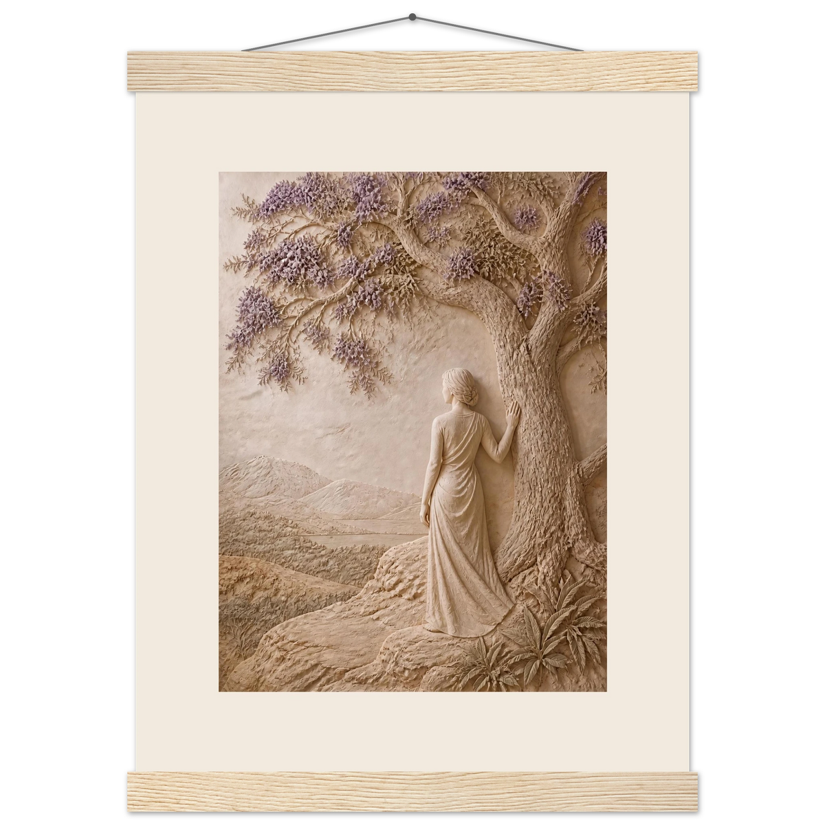 Old Friend: impasto, figure and companion tree. Fine art poster.