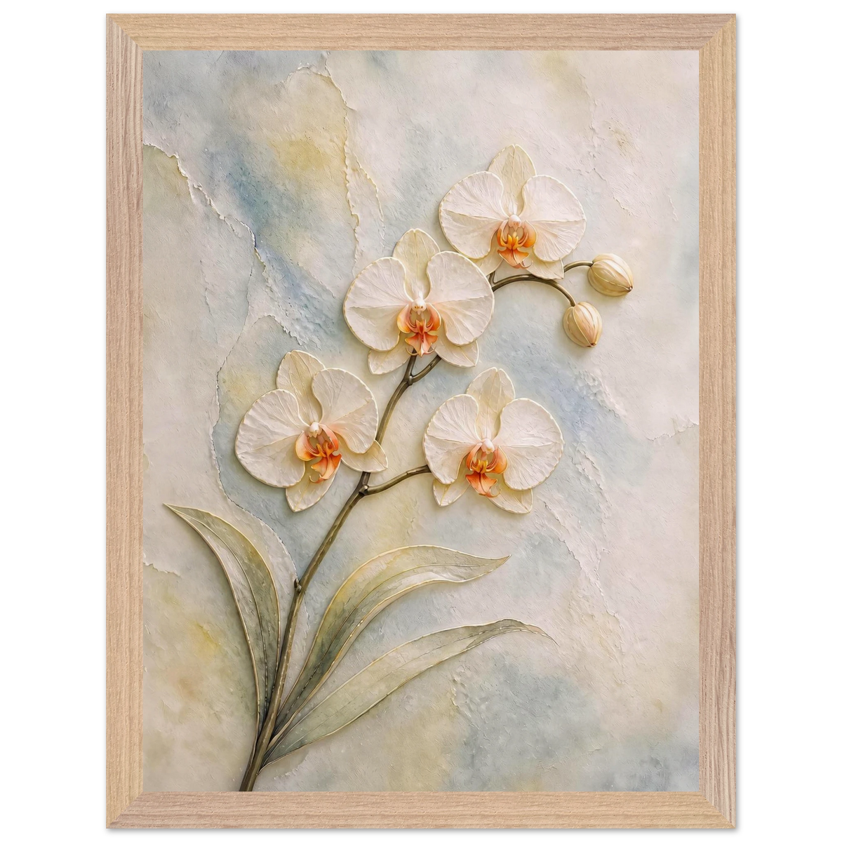 Porcelain Orchid: flowers and botanical. Framed fine art print, alternate frame and size.