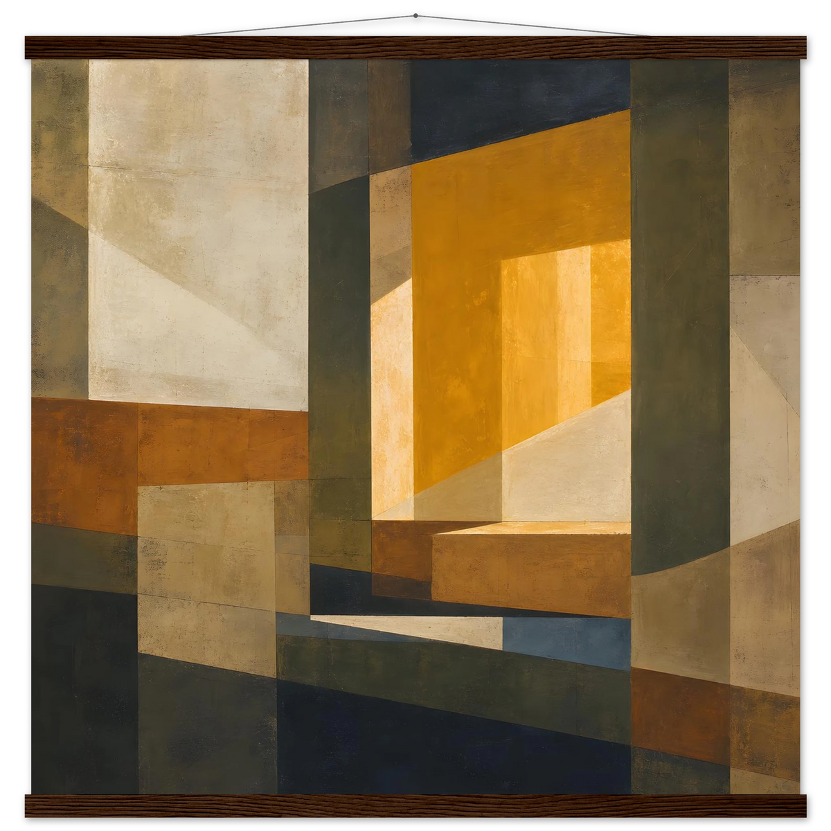 Ochre Window: architecture, mediterranean and earth tones. Fine art poster with wooden hanger by The Light Stays.
