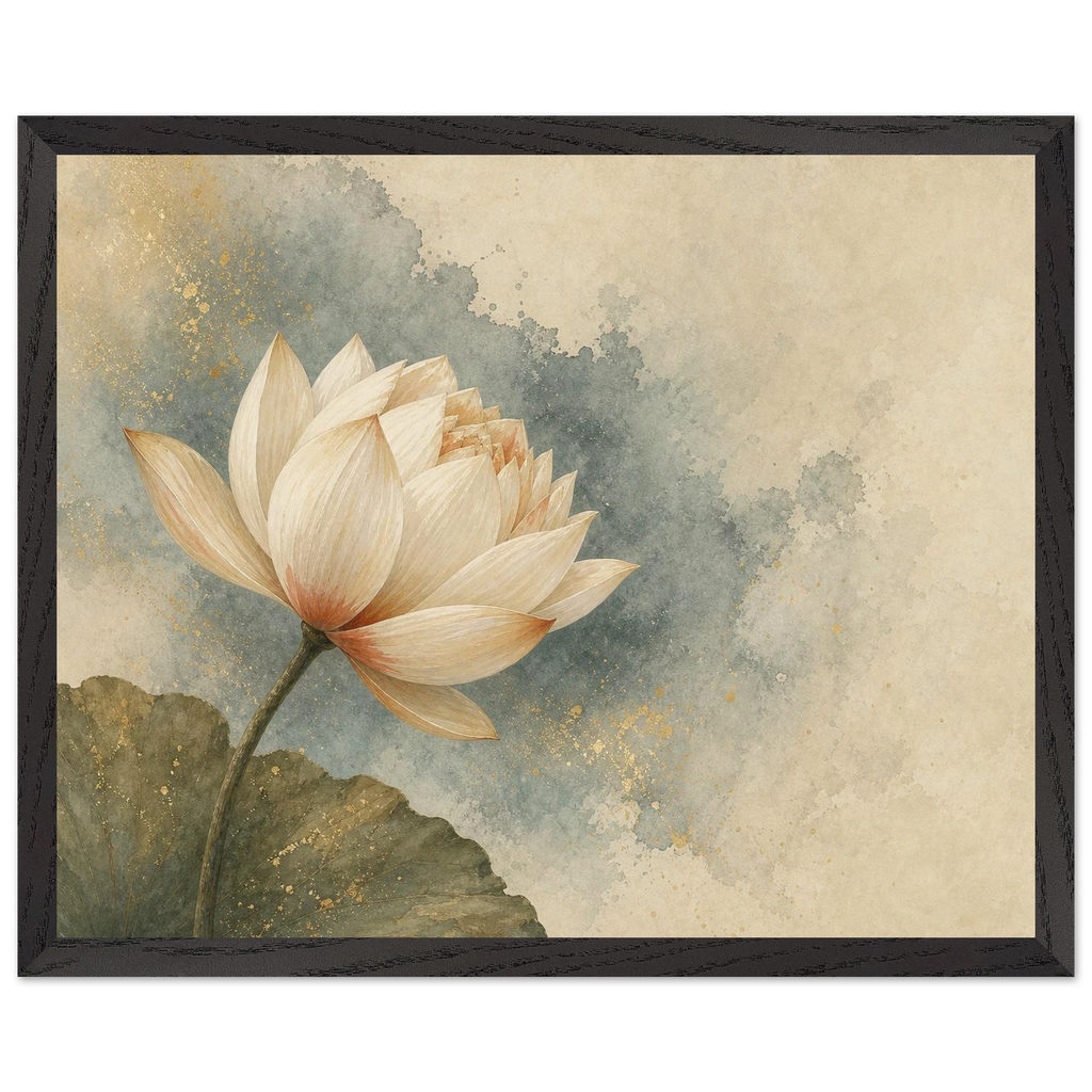 First Lotus Light: flowers and botanical. Framed fine art print by The Light Stays.