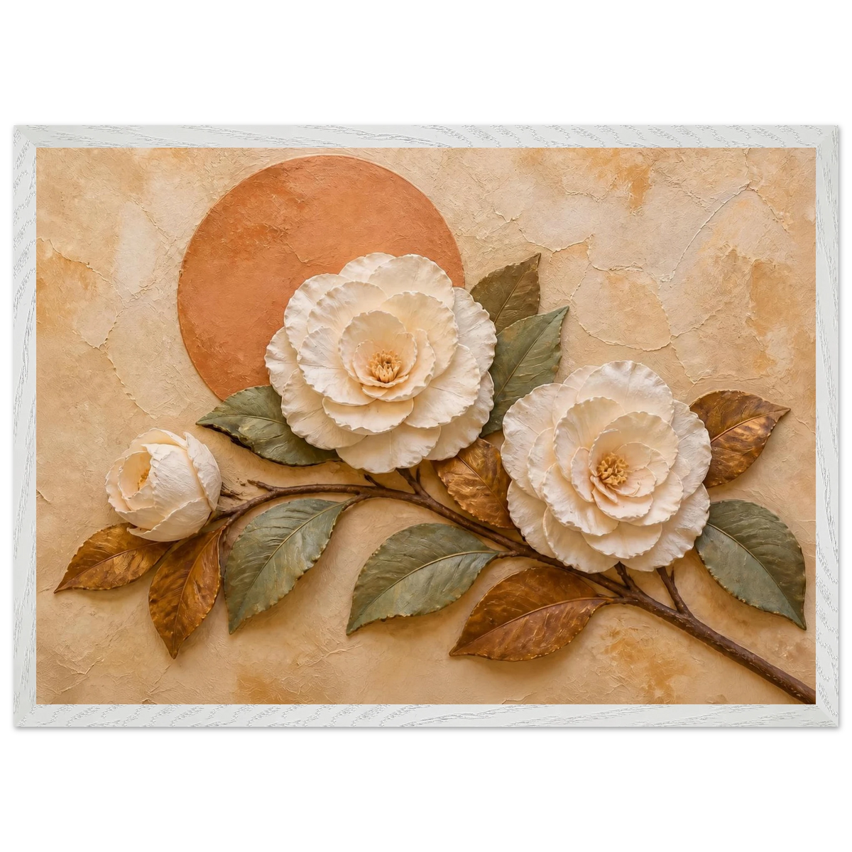 Camellia Eclipse, flowers and botanical. Archival framed fine art print shown framed.