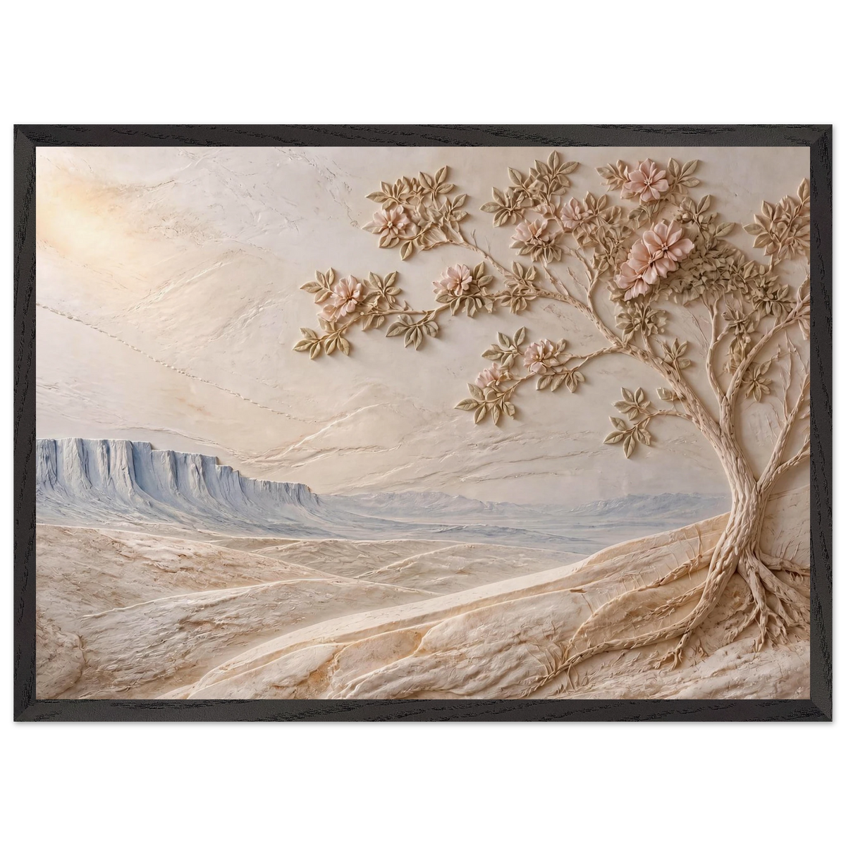 Cliffside Bloom, flowers and botanical. Archival framed fine art print shown framed.