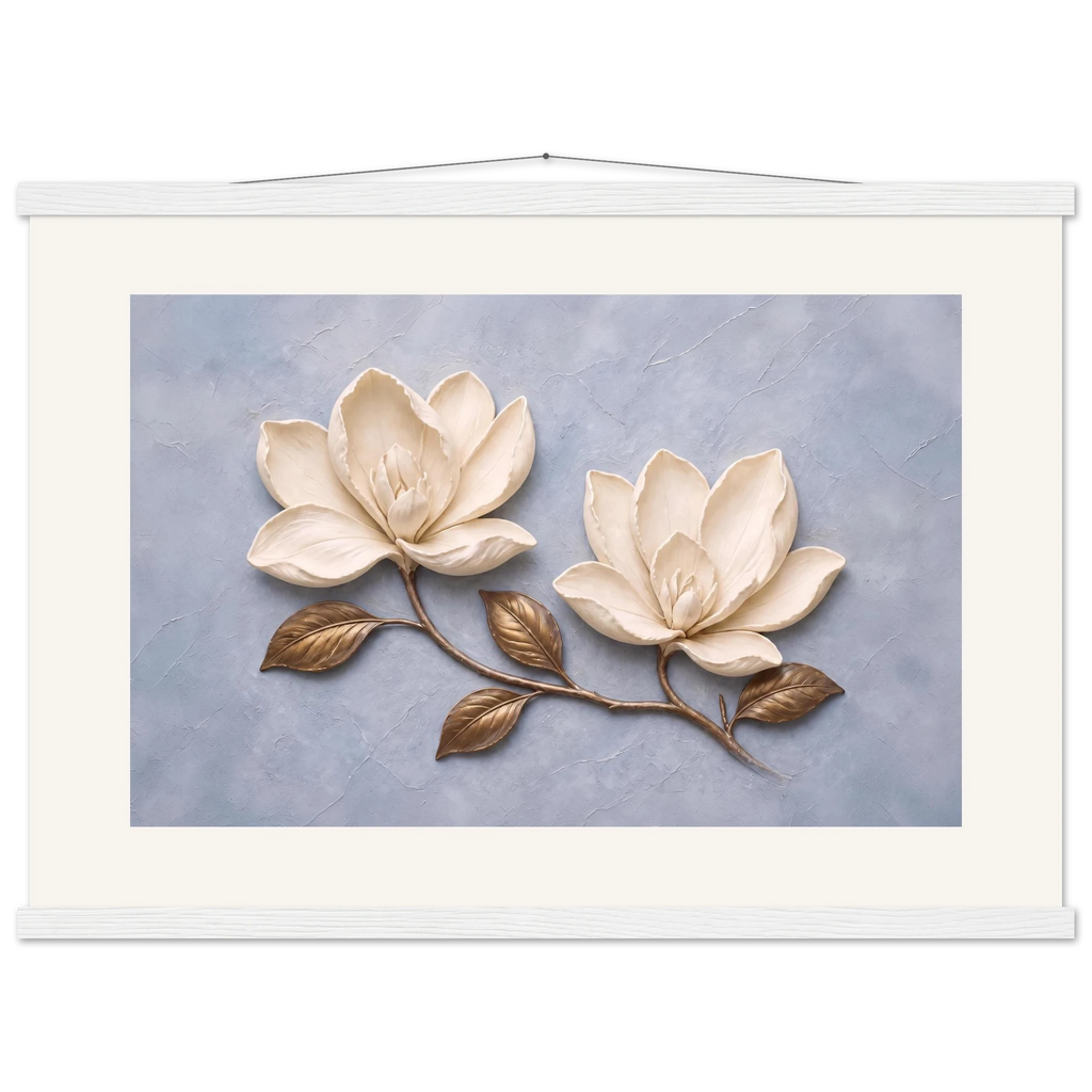 Bronze Magnolia: flowers and botanical. Museum-quality fine art poster.