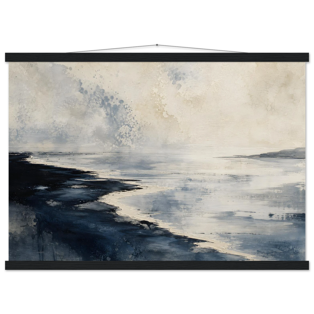 Tidal Ink, sea and coastal landscape. Archival fine art poster shown framed.