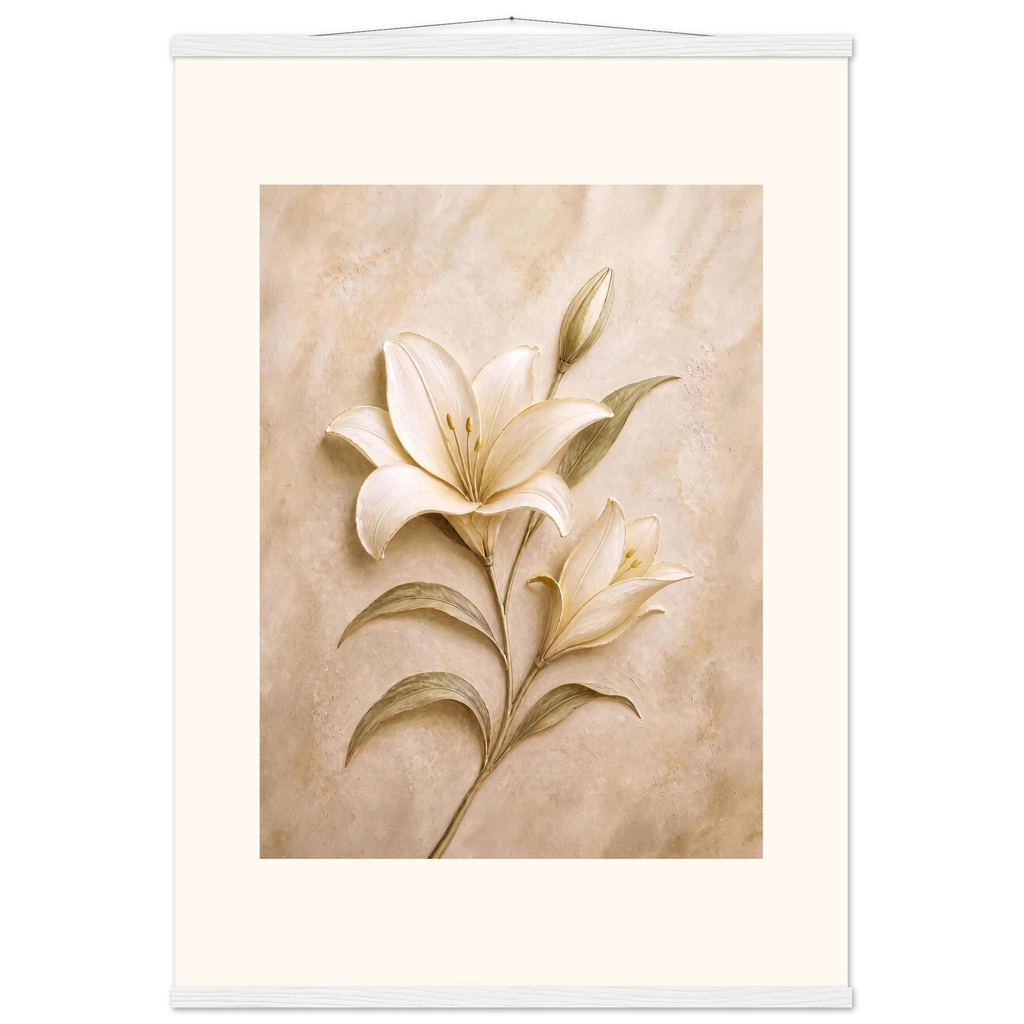 Alabaster Lily: flowers and botanical. Museum-quality fine art poster.